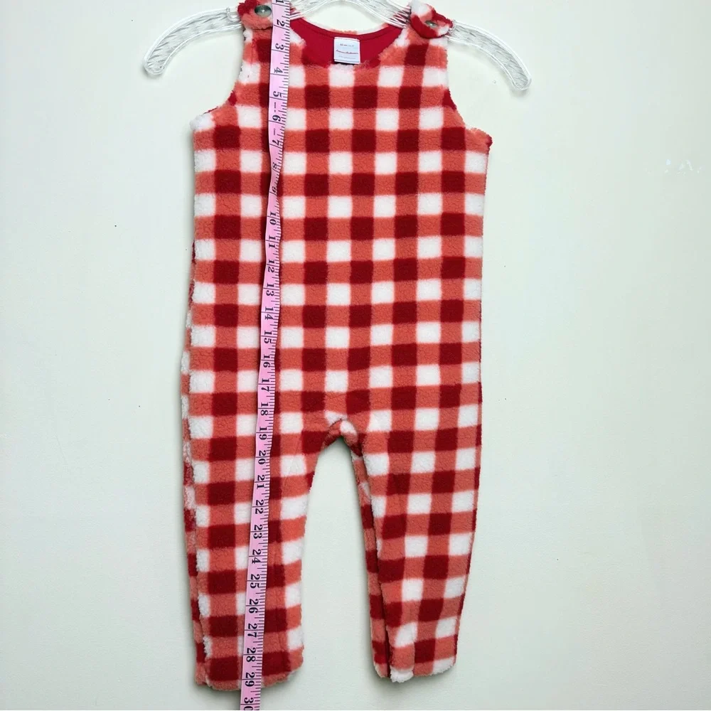 Hanna Andersson Red Buffalo Check Fleece Cozy Jumpsuit Baby Toddler Size 2T warm